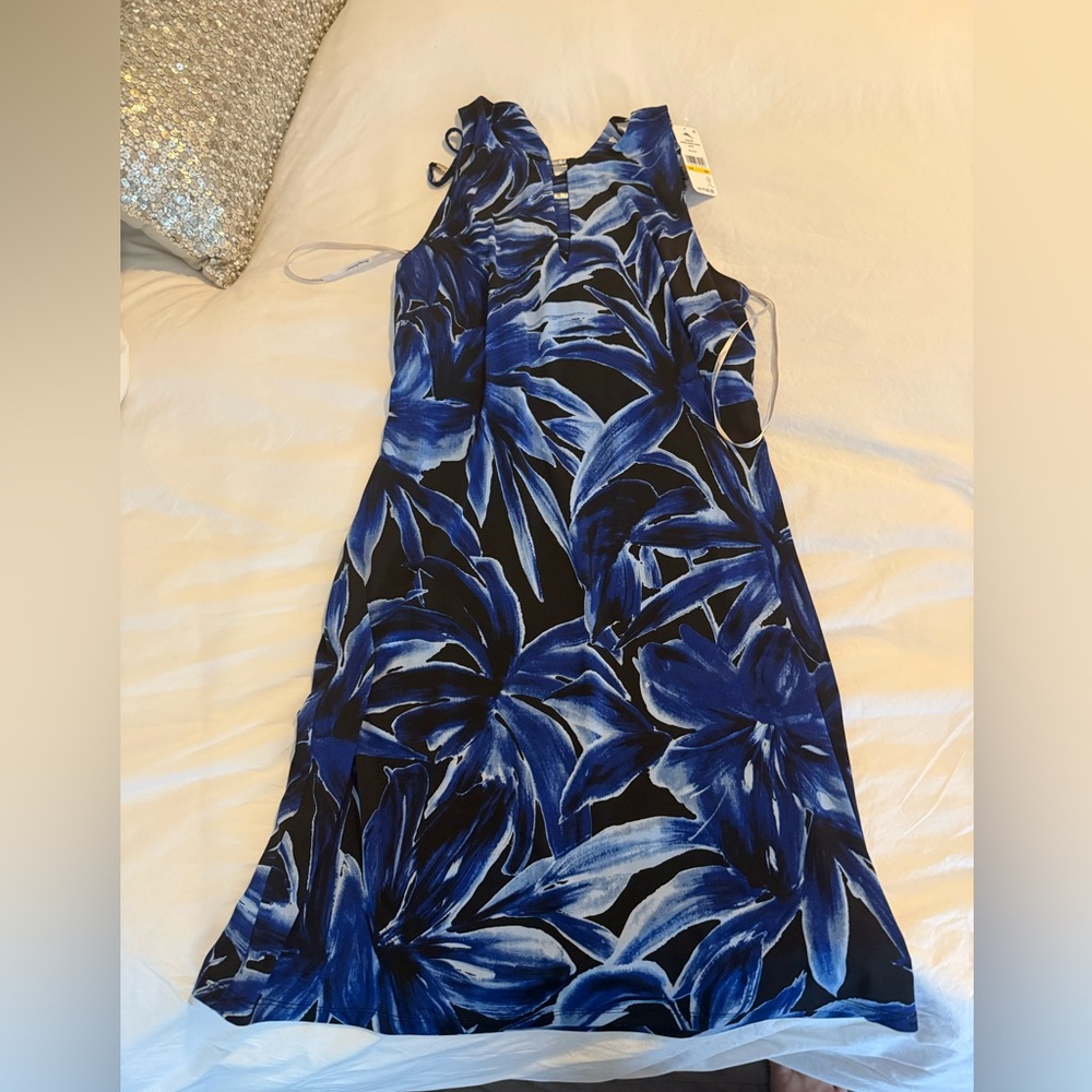 Tommy Bahama Jasmina Bravo Blooms Dress in Blue and Black. Medium. NWT